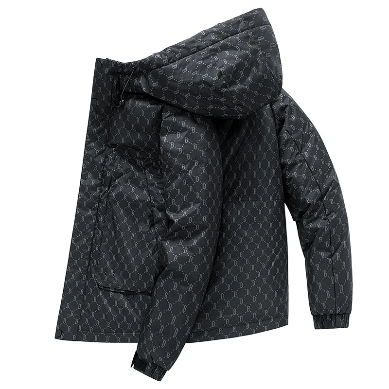 New Men's Down Jacket Mid-Length Winter Thick White Duck Down Jacket Natural Animal Fur Collar Multi-Pockets Overcoat Men