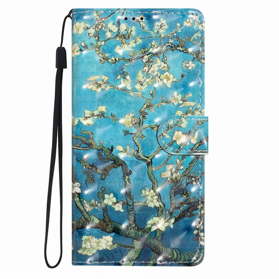 Adorable Owl Cat Print Phone Case with Wallet and Card Holder