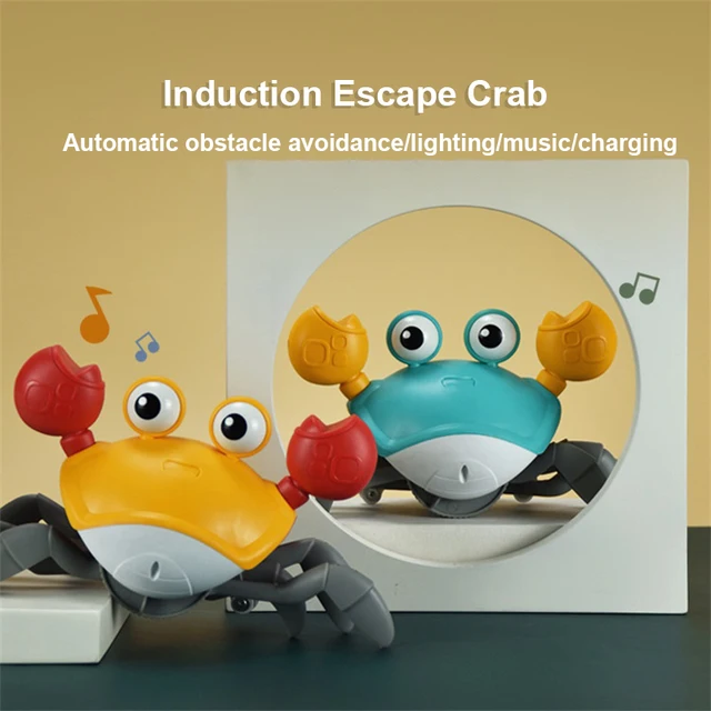 Electric Crawling Crab Baby Toy Automatic Induction Obstacle Avoidance Walking Crab Baby Toy With Music & Light Dancing Crab Toy 2