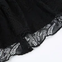 Goth Y2K Black Lace Trim Bow A Line Mini Skirt Women Korean Streetwear - Image 6