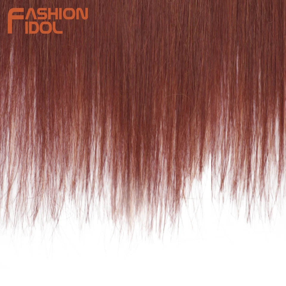FASHION IDOL 28 Inch 300g Straight Hair Synthetic Crochet Braids Hair Braiding Hair Bundles Ombre Orange Crochet Hair Extensions 6