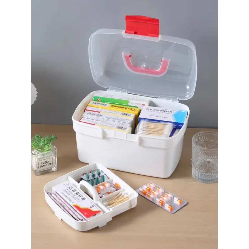 1Pc Plastic Multi-layer Domestic Medicine Box Portable Divided Medicine Storage Bag Portable First Aid Kit Storage Organizer