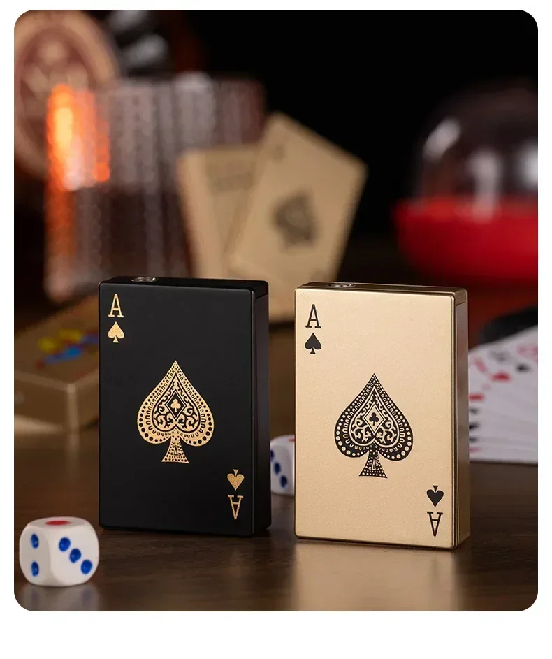 Creative Playing Card Lighter Jet Flame Butane Torch Lighter Side Slip Ignition Windproof Cool Lighters Smoking Accessories