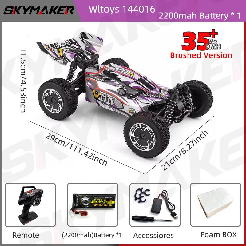 WLtoys 1/14 144016 144001 Brush RC Car 144010 Brushless Metal 1:14