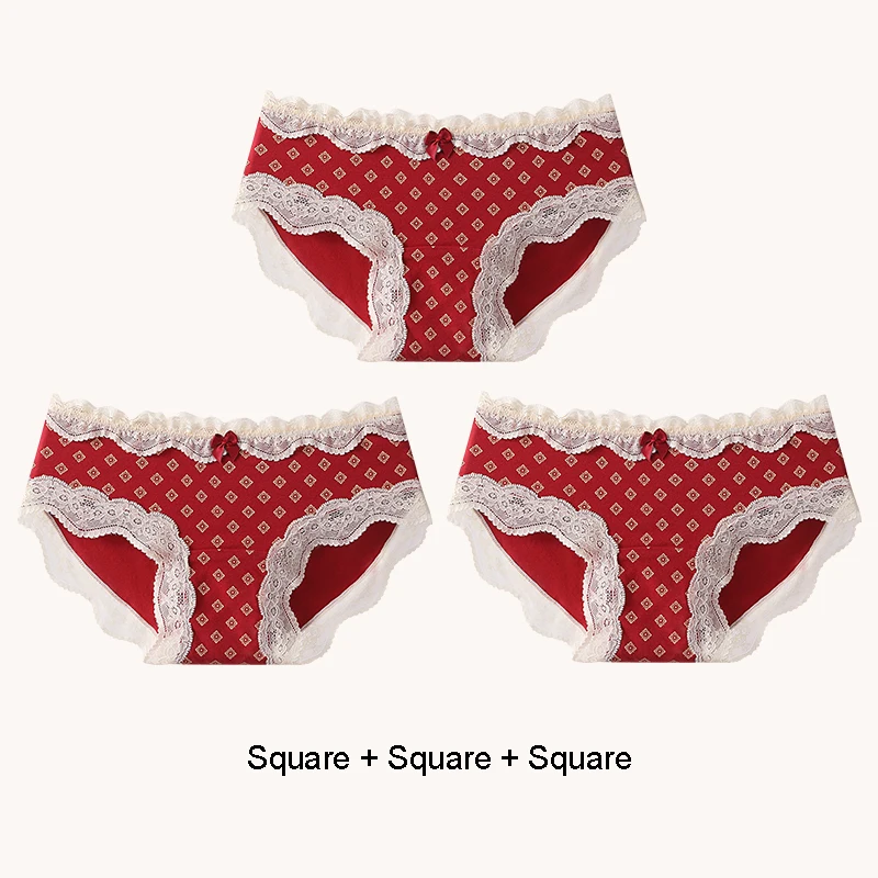 Triangular Panties Set Pack Christmas Day Women Underwear Women's Cotton Briefs Lingerie Sexy Underpants Seamless Lace Intimates