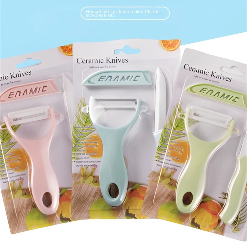 

Fruit Knife Set Multi-functional Ceramic Knife Stainless Steel Kitchen Fruit Vegetable Tool Planer Insert Card Two-piece Set