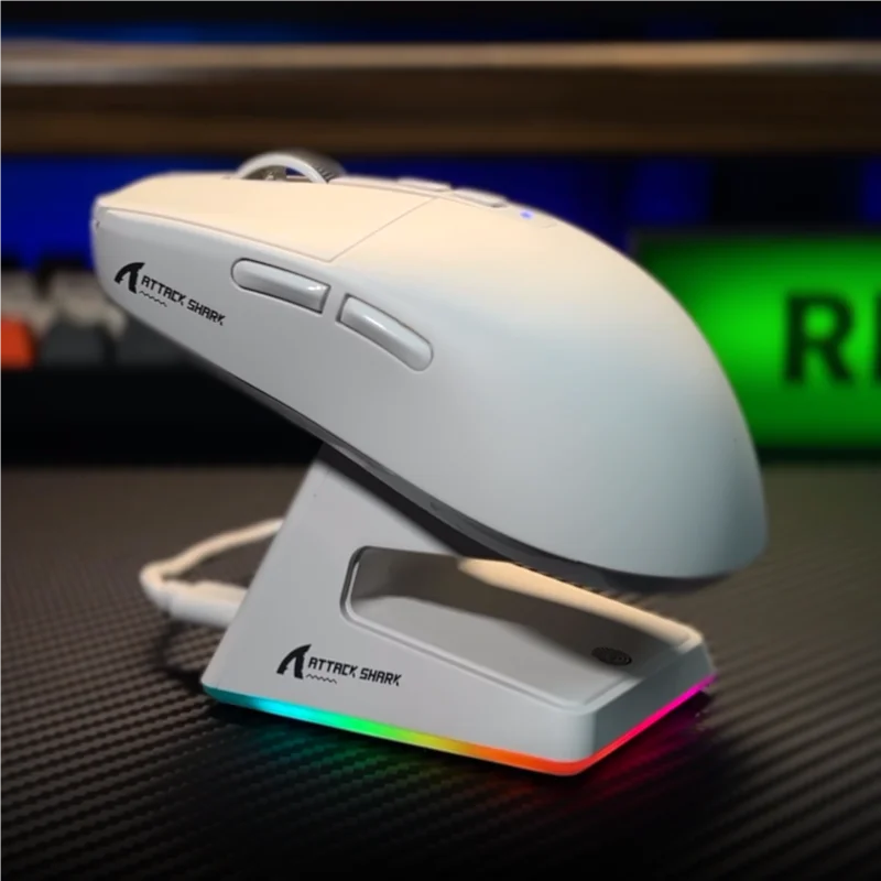 Attack Shark X6 PixArt PAW3395 Mouse Bluetooth Tri-Mode Connection RGB Touch Magnetic Charging Base Macro Gaming Mouse