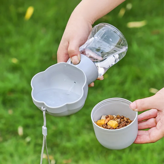 Portable Dog Water Bottle With Food Container Small Large Dogs Cat Leakproof Drink Bowl Outdoor Water Dispenser Bulldog Supplies 3