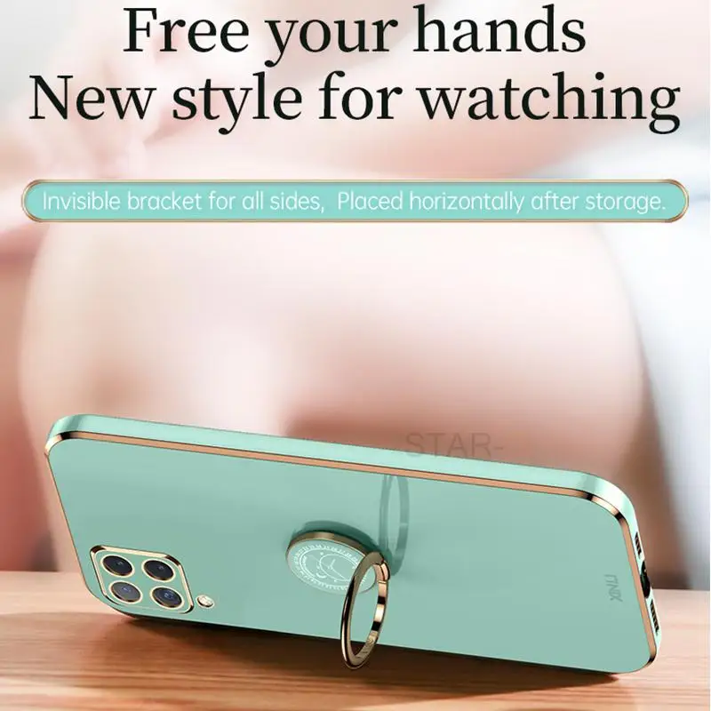 Luxury Plating Ring Holder Silicone Phone Case with Stand