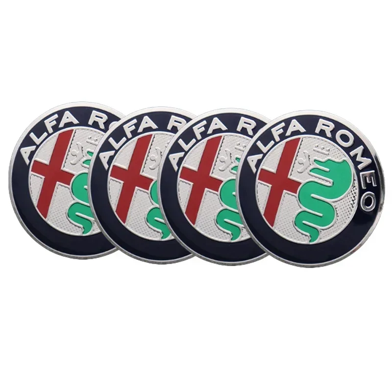 Alfa Romeo Wheel Hub Caps Sticker Set - Premium Car Wheel Center Emblems, 4-Piece Accessory Kit