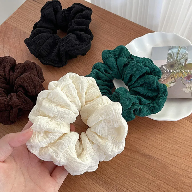 Set of Women's Solid Color Elegant Hair Scrunchies - Versatile and Fashionable Hair Accessories