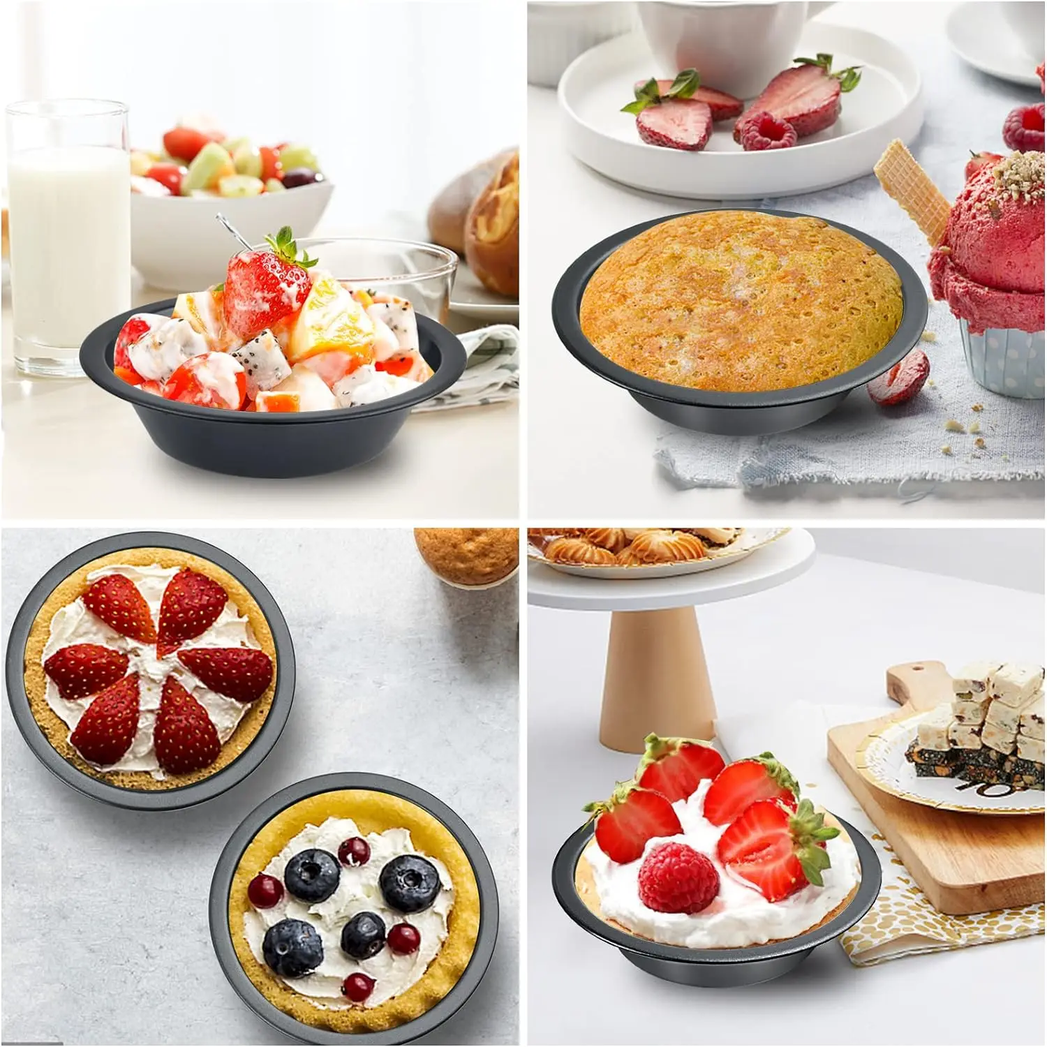 4pcs Hamburger bun baking pan Round cake oven mold Non-stick baking pan Household oven round mold