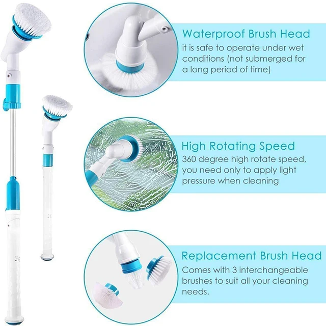 Electric Cleaning Brush Cordless Spin Scrubber Waterproof Cleaner Adjustable Charging Cleaning Tools Set 4