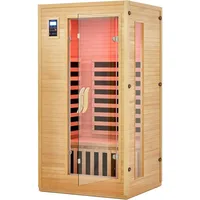 2024 Upgrade 1 to 2 Person Sauna, 6 Heating Plate Infrared Physical Therapy Wooden Dry Steam Sauna, Low EMF, MP3 Auxiliary 1