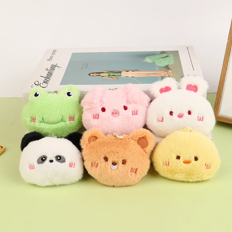 Cartoon Mini Animal Little Bear Rabbit Frog Chicken Stuffed Plush Toy Plush Animal Keychain Decorate Pendant Toy Car Keyring