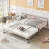 Children Beds Twin Size Metal Daybed with Adjustable Trundle,Silver Bunk Beds for Kids for Girls From 6 To 12  Years Princesses 6