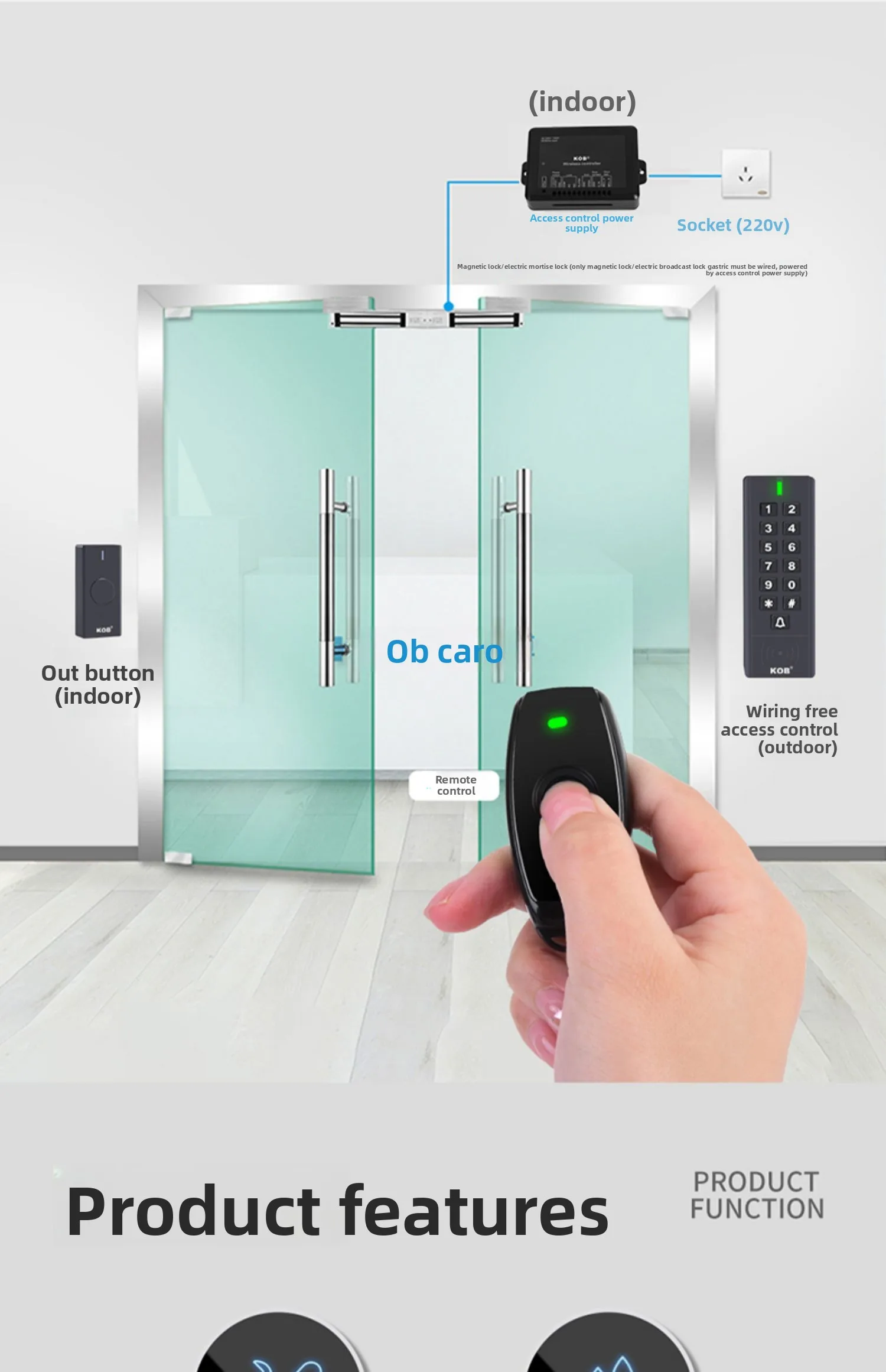 wireless access control system, wire-free card and password integrated machine,