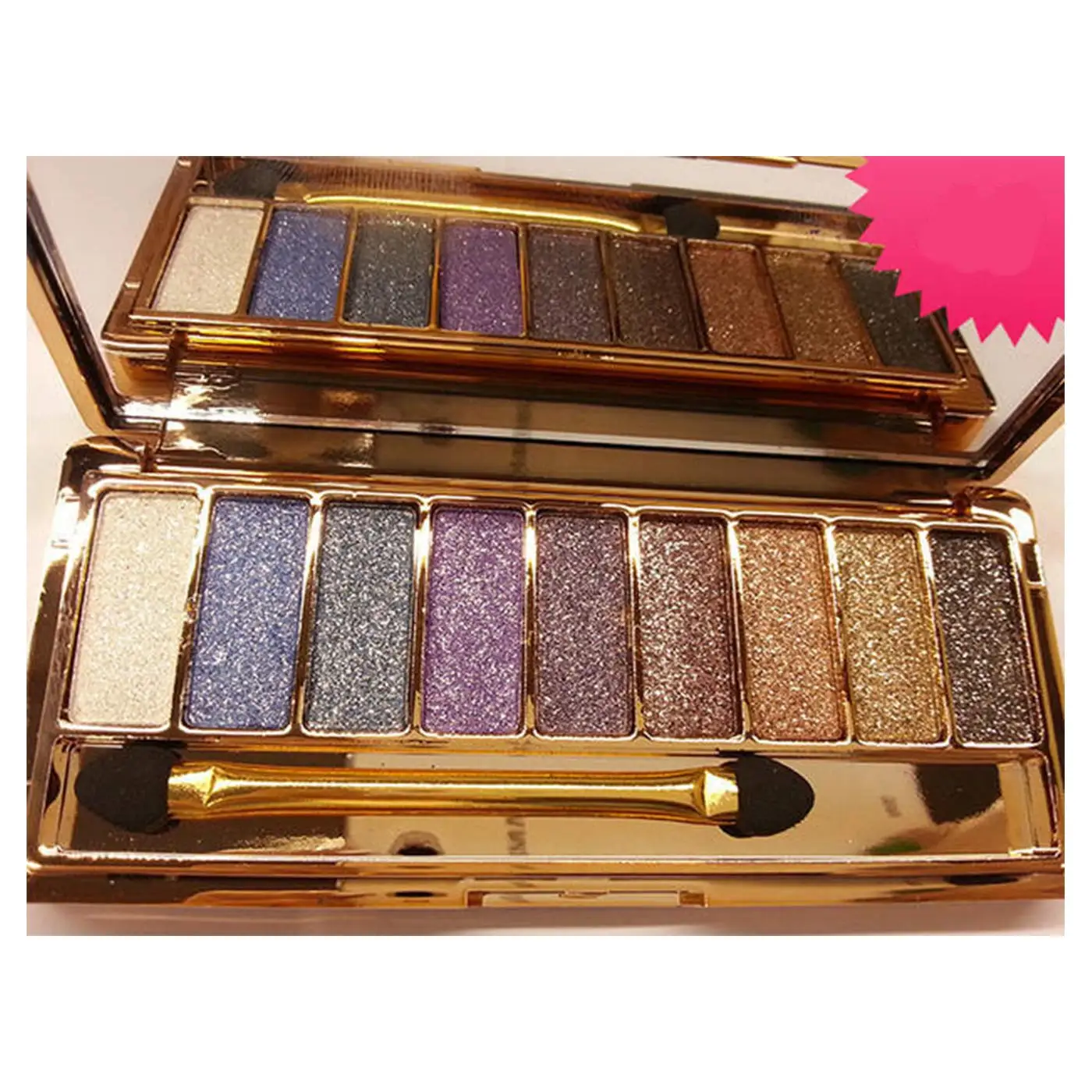 9 Colors Glitter Eyeshadow Fashion Eye Shadow Palette & Makeup Cosmetic Brush Set For Women Nude Shades eye shadow eye shadow plate glitter makeup accessories
