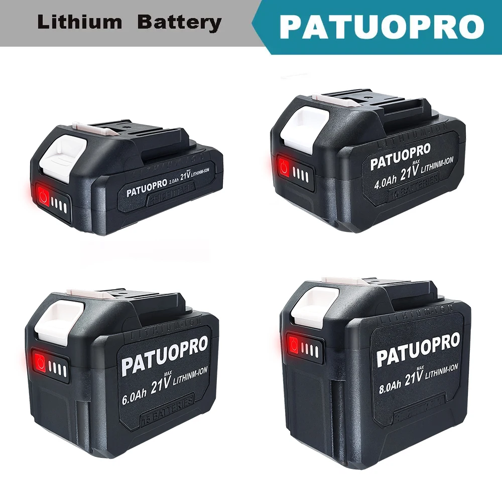 PATUOPRO rechargeable lithium battery, 18 21V 2.0Ah 4.0Ah 6.0Ah 8.0Ah for Makita 18V cordless wrench saw drill angle grinder blower screwdriver