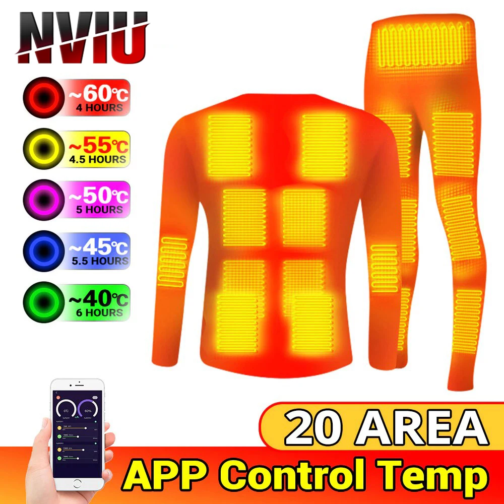 

Winter Heated Underwear Suit Smart Phone APP Control Temperature USB Battery Powered Fleece Thermal Skiing Heating Jacket