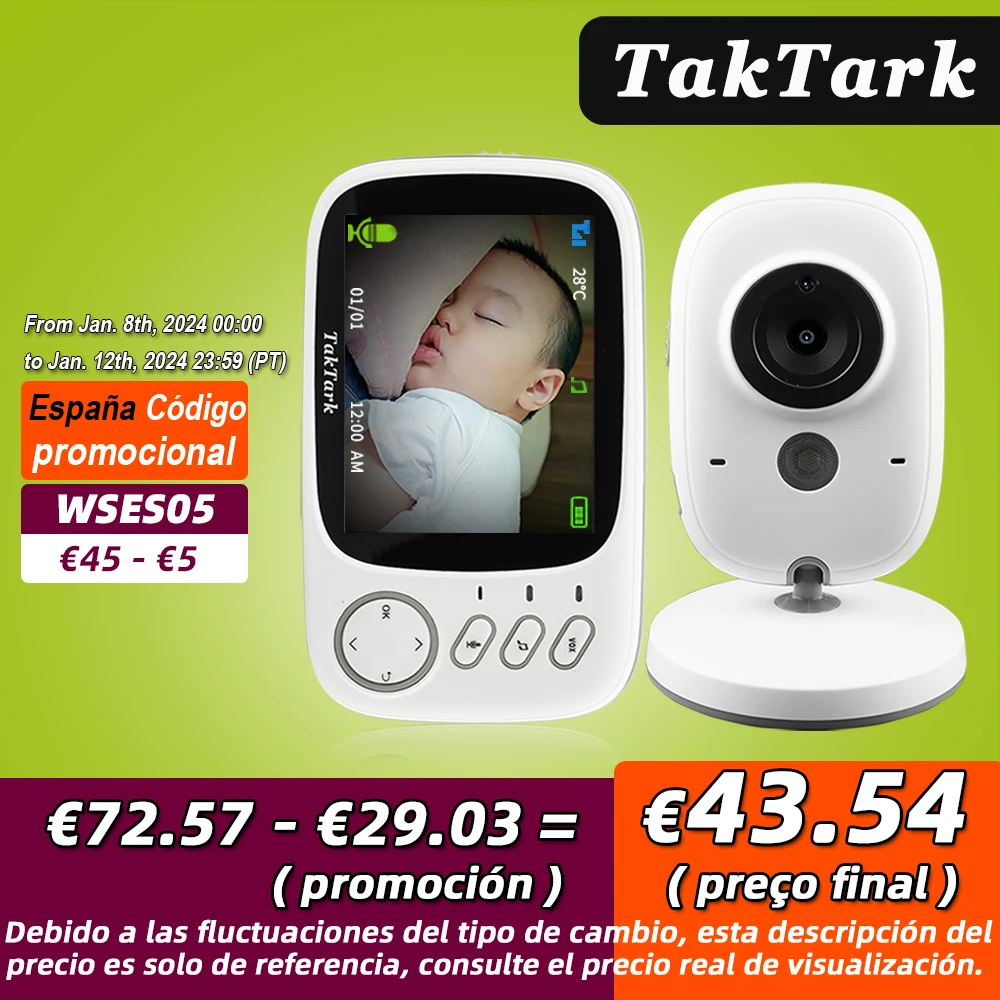 TakTark Monitores de bebé con cámara y audio, 4.3 pulgadas, sin Wi-Fi,  audio de 2 vías, visión nocturna, zoom digital, ahorro de energía VOX