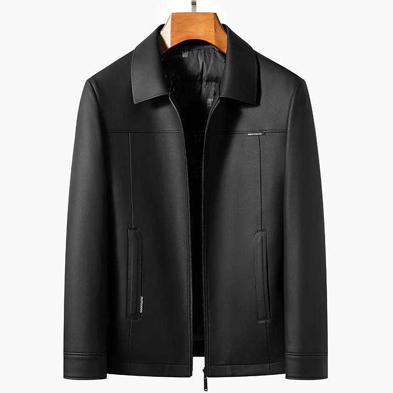 Men's Winter Removable Ferret Down Collar Sheepskin Down Jacket White Duck Leather Jacket Thick YN-2286