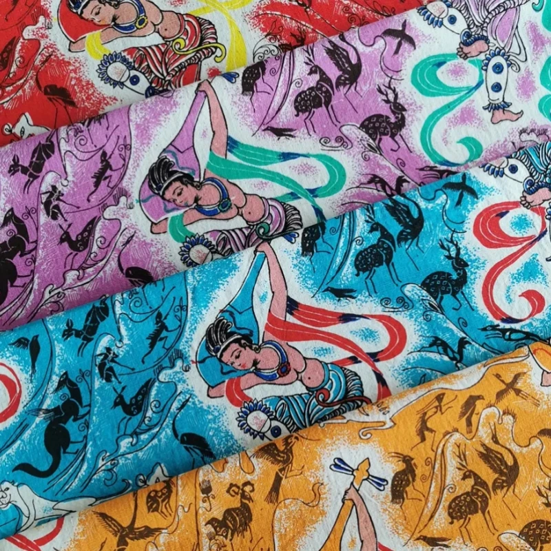

NEW225 Pipa Dunhuang Apsaras 100% хлопок Ремесленная печать, окрашивание грубых тканей, традиционный китайский стиль, ручное ткачество
