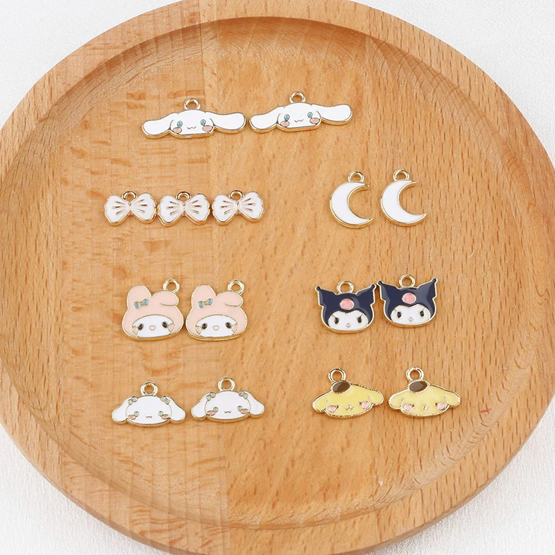 

10Pcs Kuromi Moon Bow Tie Key Chain Cute Animals Charms Jewelry Making DIY Earrings Bracelet Pendant Accessories