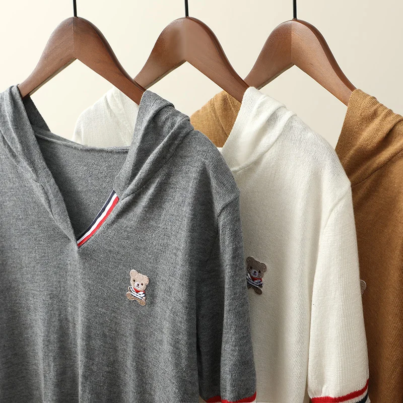 

2023 Women's cashmere sweater Women's cashmere short sleeved T-shirt Summer short sleeved T-shirt TB T-shirt Women's hoodie shor