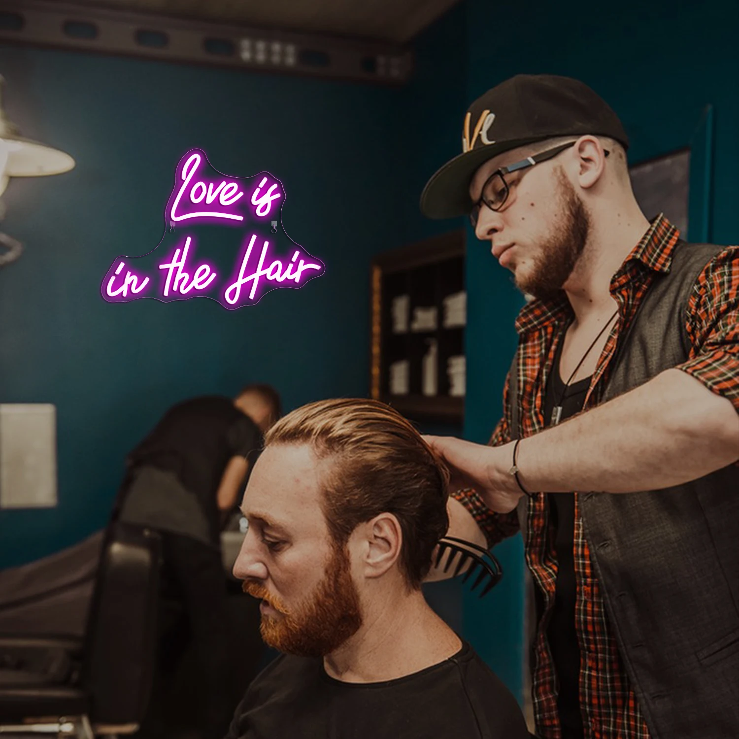 Description Picture 6 of itemLove Is In The Hair Neon Sign Business Sign Led Light Sign Dimmable Shop Room Decoration For Barbershop Beauty Salon USB Powered