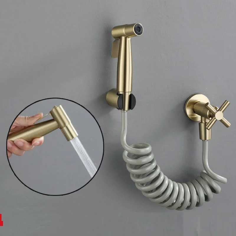 

New Arrival Gun Grey Portable Bidet Sprayer 304 Stainless Steel Toilet Bidet Faucet Single Cold Bathroom Shattaf Valve Jet Set