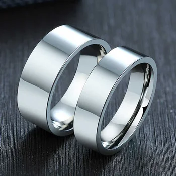 Anelli in acciaio inossidabile largo 3/4/6/8mm altamente lucidato Nuova moda classica e generosa per regalo di gioielli da uomo e da donna