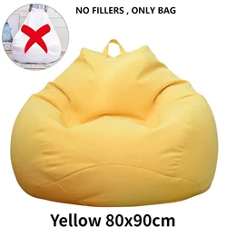 Luxurious Large Bean Bag Lounger Cover - Plush, Comfortable & Stylish Passive Seating Solution - 1Pcs (Yellow 80x90cm)