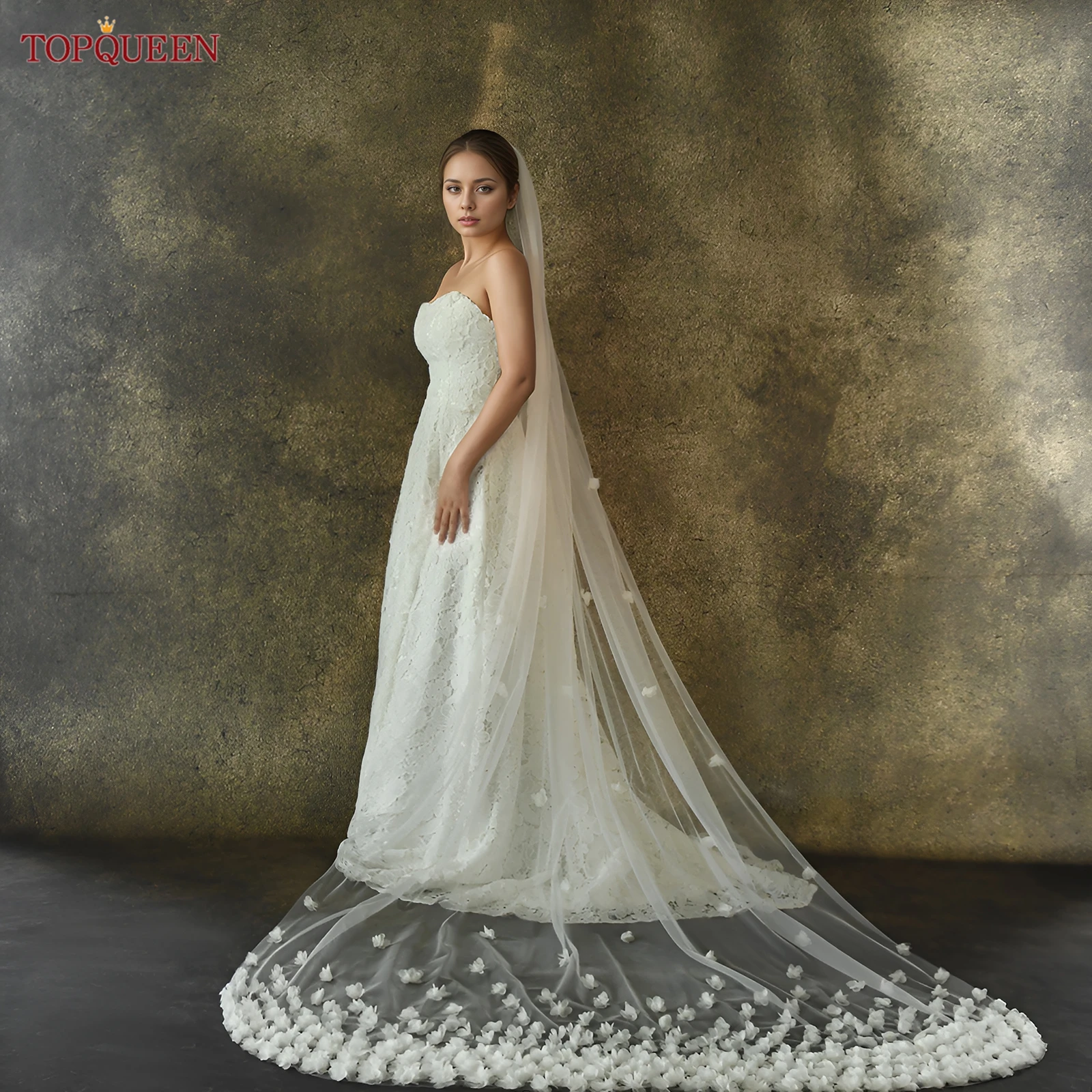 Bridal Veil,Wedding Veil with 3d Flowers