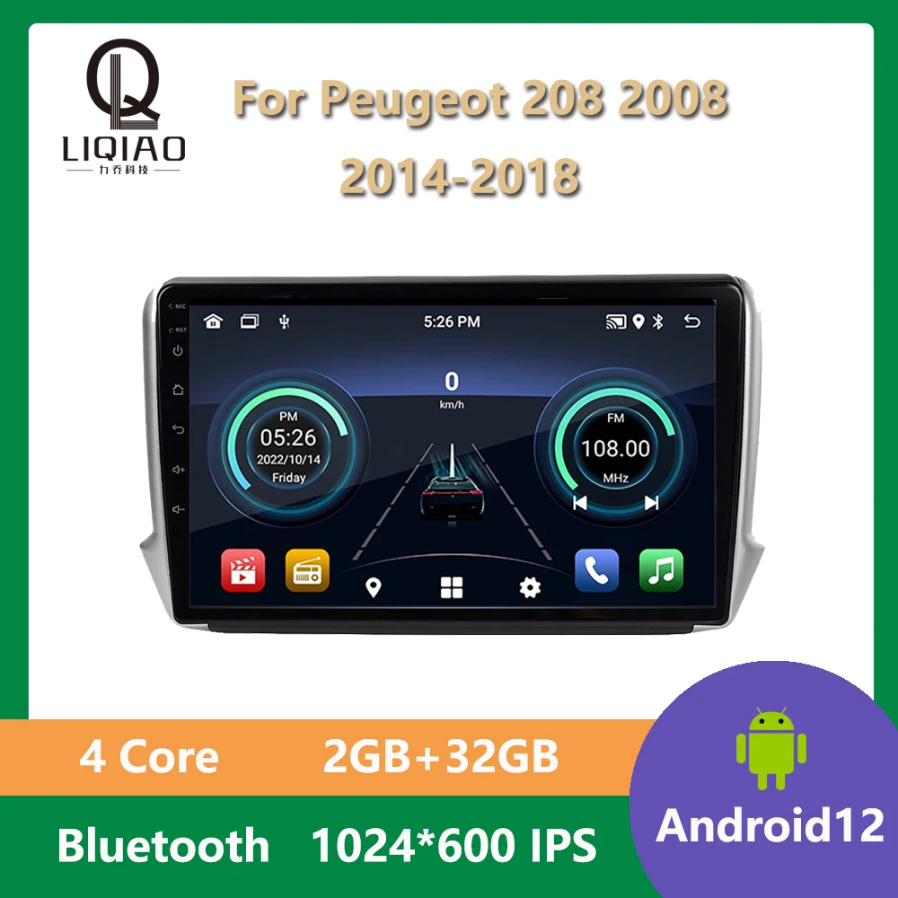 

Автомагнитола 2 Din, Wi-Fi, Android 11, для Peugeot 208, 2008, 2014-2018, стерео, мультимедийный видеоплеер, навигация, GPS, Авторадио RDS, USB