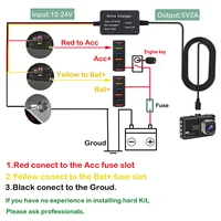 Parking Surveillance Cable for 70mai 4K A800S A500S D06 D07 D08 M300 Hardwire Kit UP02 for Car DVR 24H Parking Monitor 1
