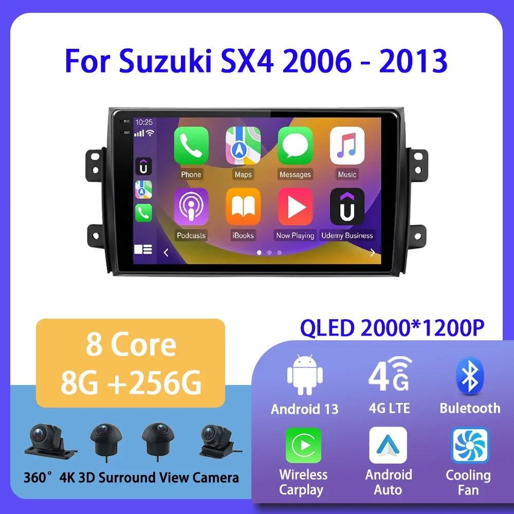 

Android 13 For Suzuki SX4 2006 - 2013 Car Radio Multimedia Video Player Navigation For Android Auto Carplay Wifi GPS Stereo