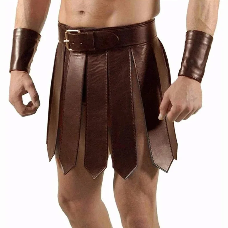 

Ancient Roman Legion Gladiator Battle Belt Skirt Men Women Steampunk PU Leather Armor Dress Medieval Greek LARP Cosplay Costume