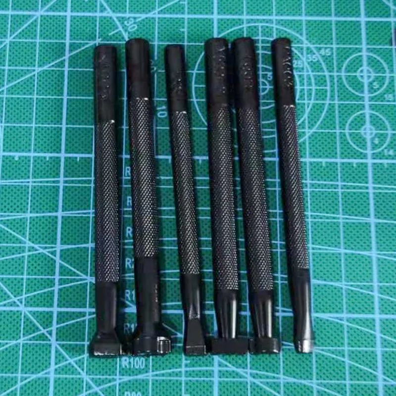 6Pcs Leather Printing Tool Alloy Saddle Making Carving Handmade Leatherwear Craft DIY Punch Stamps Metal Leather Stamping Saddle