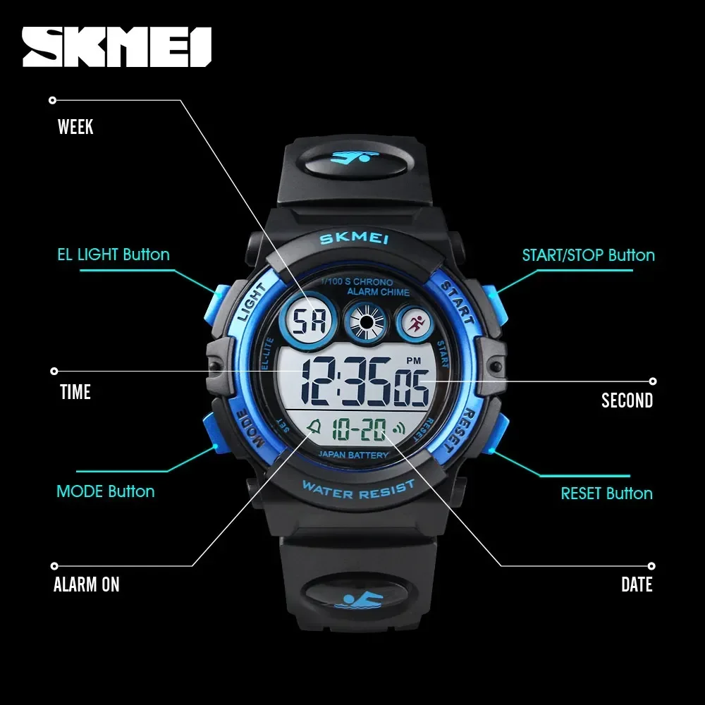 SKMEI 1451 Digital LED Watches  Alarm Date Sports Electronic Digital Watch Dropship Fashion Waterproof Children Boy Girl Watch