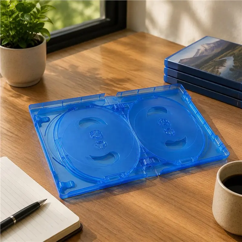 CD 보관함 10개 팩 CD 케이스 플라스틱 양면 CD 보관함 자동차 CD 케이스 두꺼운 DVD 케이스, 간편한 설치 블루