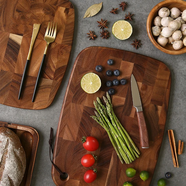 Tablas de cortar de cocina profesional, tabla de cortar de madera maciza,  suministros de cocina, barra