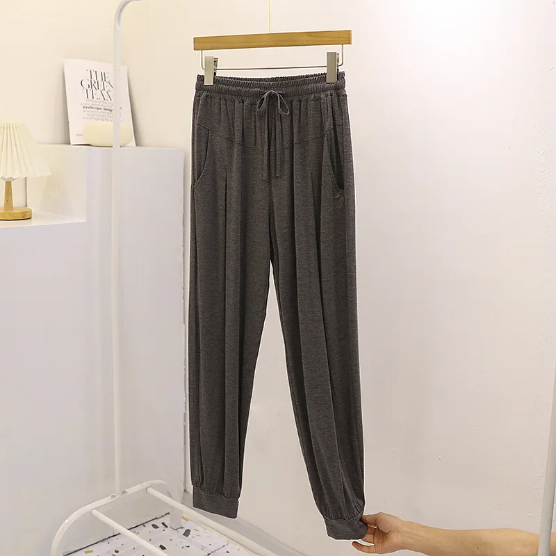 Fdfklak Autumn Wnter Modal Leggings Women's Sleepwear Home Wear Wide-Leg Pants Loose Bloomers Elastic Waist Pajamas Pant