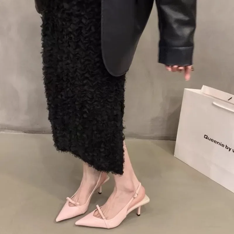 New Style Women's Shoes Fashion Light Smooth Monochrome Luxury Pointed Women's Sandals Thin High Heels Dress Sexy High Heels 4