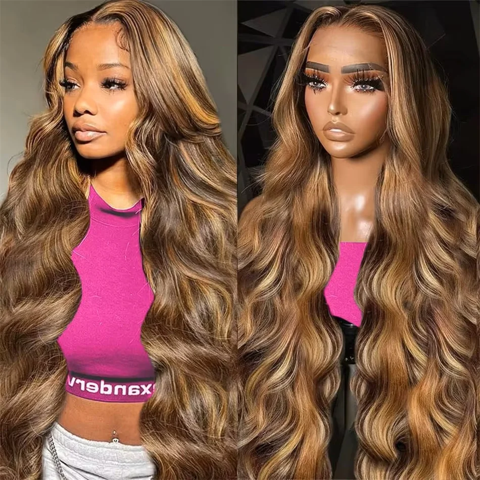 Highlight Wig Human Hair Body Wave HD 13×6 Colored Lace Frontal Wigs 100% Human Hair 30 Inch Honey Blond Glueless Lace Front Wig