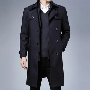 High Quality Fashion Lengthened Over Knee Trench Coat Men Can Remove Wool Lining Thickened Coat Autumn and Winter Middle-agedtop