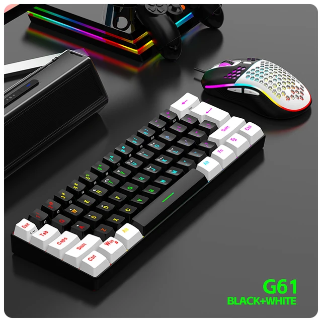60% wired gaming keyboard, RGB backlight ultra compact mini keyboard, waterproof small compact 61 key keyboard for pc/Mac gamers 6