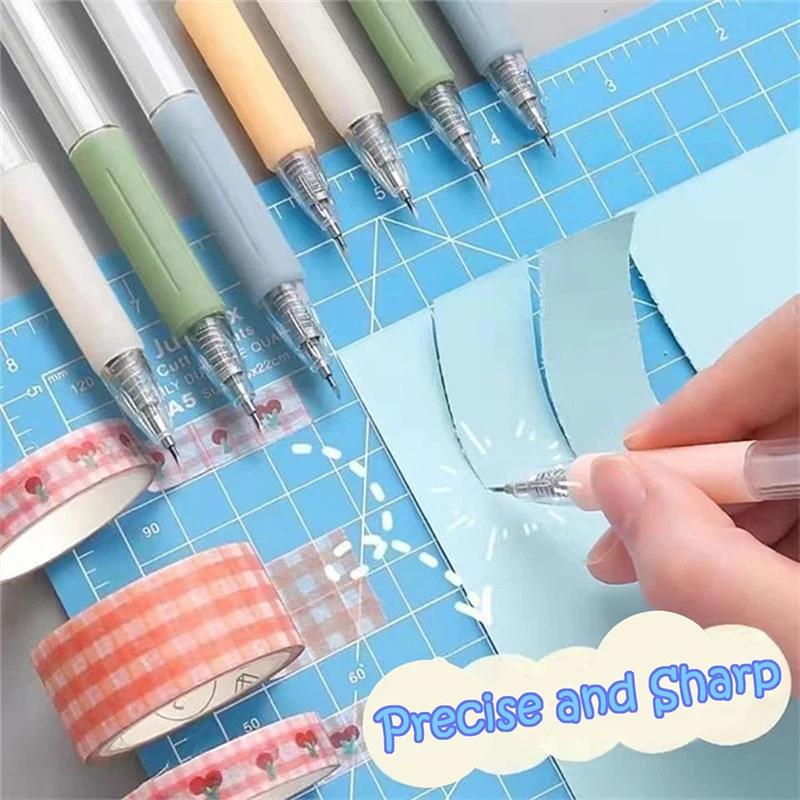 Press Pen Type Utility Knife Paper Cutter 5Pcs DIY Scrapbooking Stickers Kawaii Student Hand Account Art Paper Cut Pen Knife utility knife paper cutter