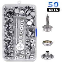 10/50sets Stainless Steel Marine Grade Canvas and Upholstery Boat Cover Snap Button Fastener Kit 15mm Screws Snaps with tool 1