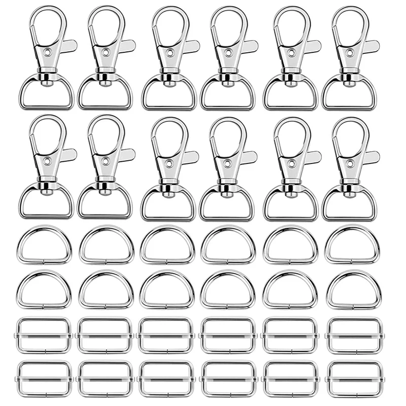 

1Set(60Pcs) 20mm Metal Buckles Bag D Ring Swivel Lobster Clasp Trigger Making Lanyard Snap Hook for Handbag Keychain Accessory